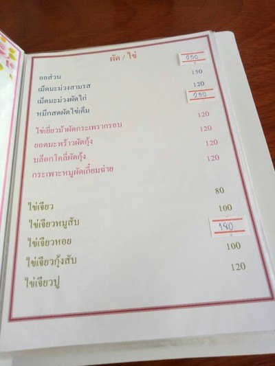 ป้ายราคาหรือสมุดเมนู