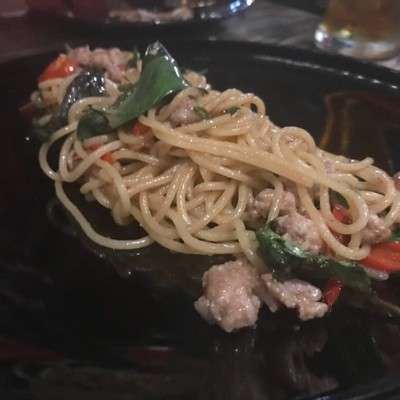 สปาเก็ตตี้หมูสับผัดกะปิ