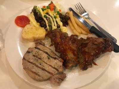 สเต๊กหมู+ซีโครงหมู