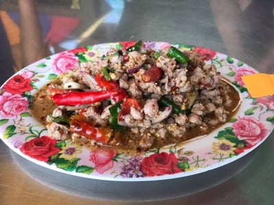 เมนูของร้าน ส้มตำเจ๊นงค์ริมน้ำวัดปริวาส ริมน้ำวัดปริวาส