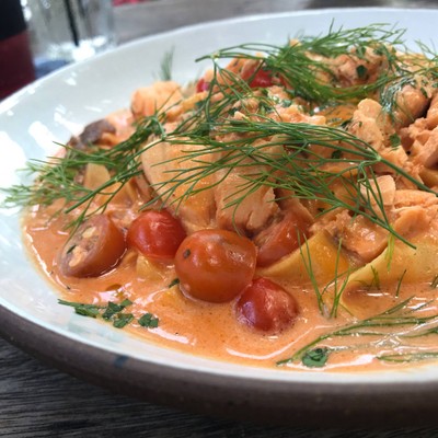 Tagliatelle Pasta Salmon Pink Sauce