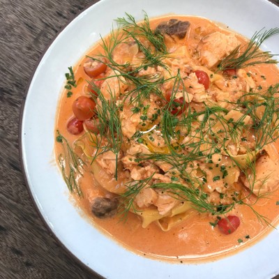 Tagliatelle Pasta Salmon Pink Sauce