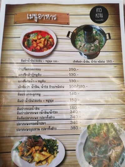 ป้ายราคาหรือสมุดเมนู