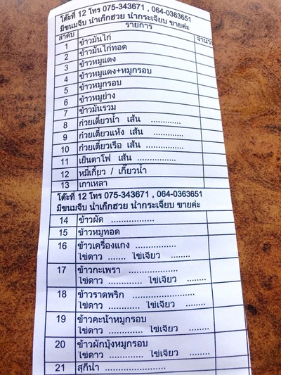 ป้ายราคาหรือสมุดเมนู