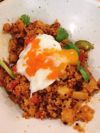 Fried Quinoa Tom-Yum with Diced Salmon