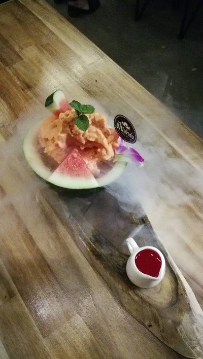 Water Melon liquid nitrogen ice cream