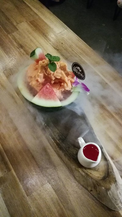 Water Melon liquid nitrogen ice cream