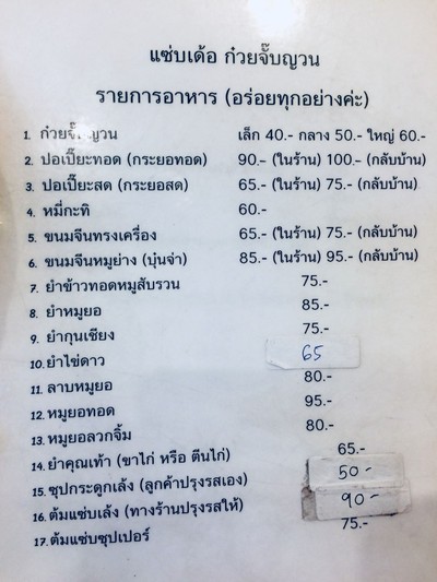 ป้ายราคาหรือสมุดเมนู