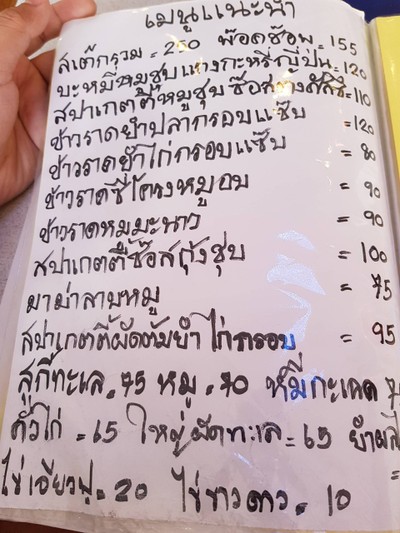 ป้ายราคาหรือสมุดเมนู