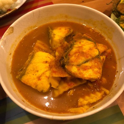 แกงเหลืองยอดมะพร้าวอ่อนปลากระพง