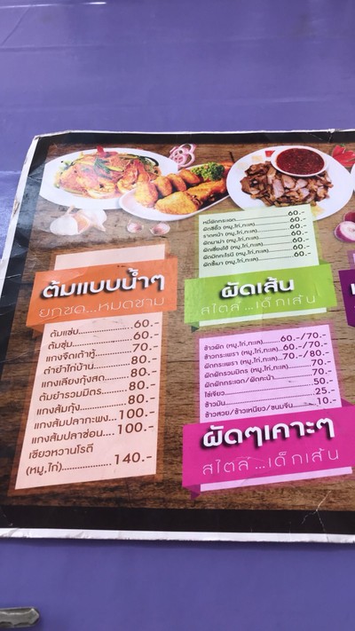 ป้ายราคาหรือสมุดเมนู