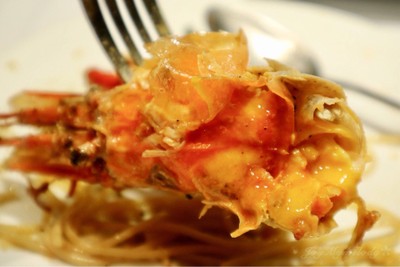 Spaghetti River Prawns and Ikura with Spicy White Wine