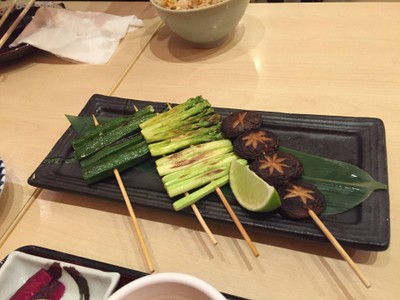 กระเจี๊ยบย่าง, หน่อไม้ฝรั่งย่าง, เห็ดหอมย่าง