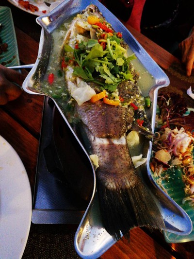 ปลากระพงนึ่งมะนาว