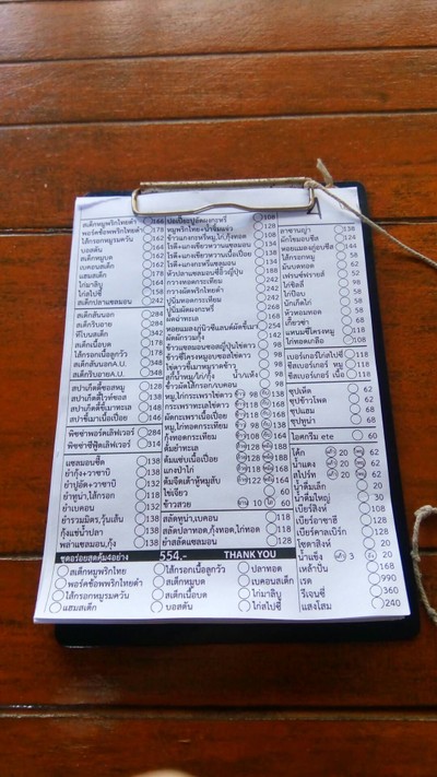 ป้ายราคาหรือสมุดเมนู