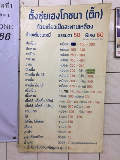 ป้ายราคาหรือสมุดเมนู