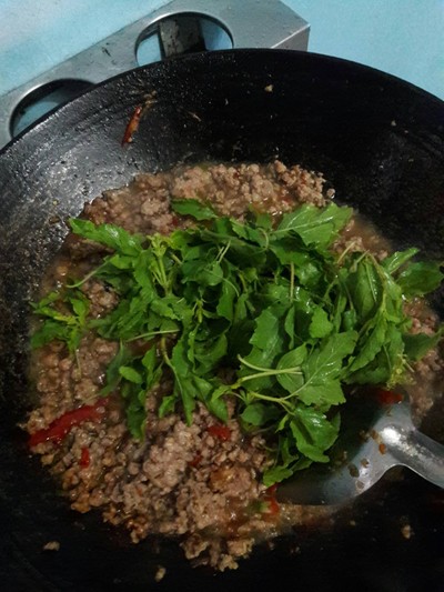 วิธีทำ กระเพราจานเปล ไข่เยี่ยวกรอบ