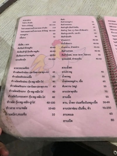 ป้ายราคาหรือสมุดเมนู