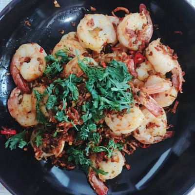 วิธีทำ กุ้งคั่วสมุนไพร