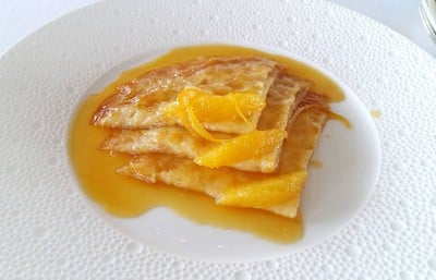 Crêpes Suzette Flambéed at Your Table, Vanilla Ice Cream