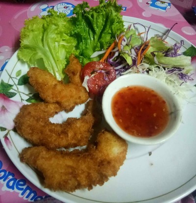 สเต็กกุ้งทอด
