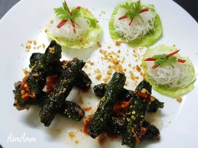 วิธีทำ เส้นหมี่หมูย่างห่อใบชะพลู (#) 🐷