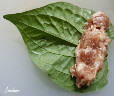 วิธีทำ เส้นหมี่หมูย่างห่อใบชะพลู (#) 🐷