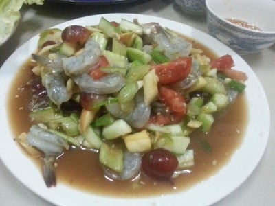 ตำผลไม้กุ้งสด