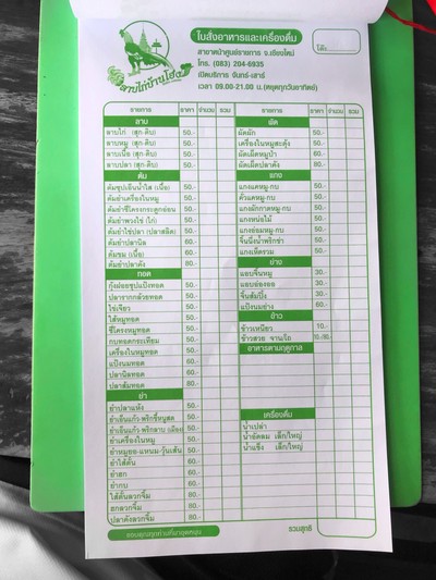 ป้ายราคาหรือสมุดเมนู