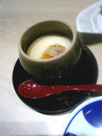 Chawanmushi on top with Hotate and Ikura