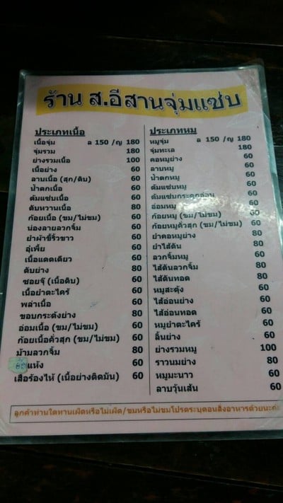 ป้ายราคาหรือสมุดเมนู