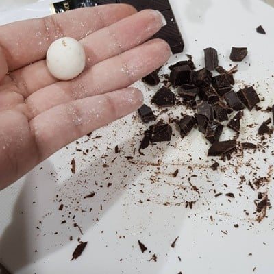 วิธีทำ บัวลอยนมสด สอดไส้ Dark Chocolate วิธีทำ บัวลอยนมสด สอดไส้ Dark Chocolate
