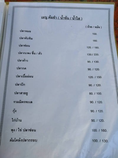 ป้ายราคาหรือสมุดเมนู