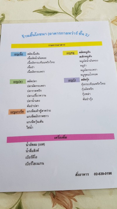 ป้ายราคาหรือสมุดเมนู