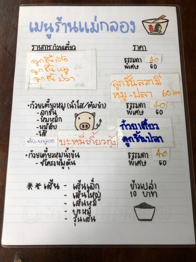 ป้ายราคาหรือสมุดเมนู
