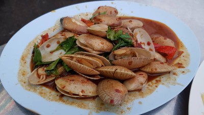 หอยลายผัดพริกเผา