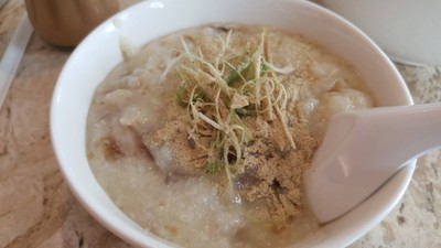 Congee with Shreded Pork and Preserved Egg