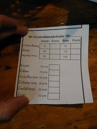 ป้ายราคาหรือสมุดเมนู