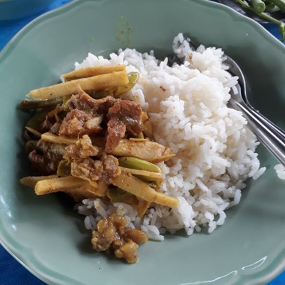แกงกะทิเนื้อหน่อไม้สด