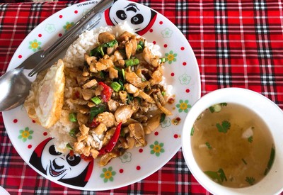 กระเพราไก่ไข่ดาว