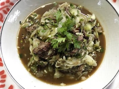 พล่าแตงเนื้อย่าง