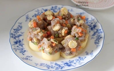 วิธีทำ เต้าหู้ไข่นึ่งกุ้งสับ Steam egg tofu with minced shrimp. วิธีทำ เต้าหู้ไข่นึ่งกุ้งสับ Steam egg tofu with minced shrimp.