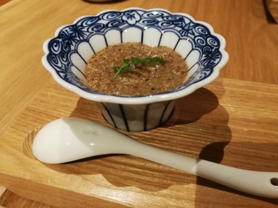 Chawanmushi of Tofu Mochi, Hamaguri or Clams from Chiba and Shitake Mushroom