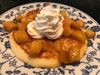 วิธีทำ Pancake with Peach Topping แพนเค้กหน้าลูกพีช วิธีทำ Pancake with Peach Topping แพนเค้กหน้าลูกพีช