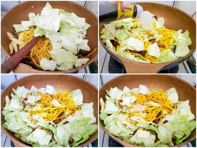 วิธีทำ ยากิโซบะเห็ดหอม สูตรเจ