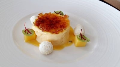 Passion Fruit Crème Brulee, and Coconut Meringue