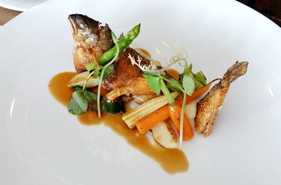 Nagano Rainbow Trout Confit with Fondant Potatoes