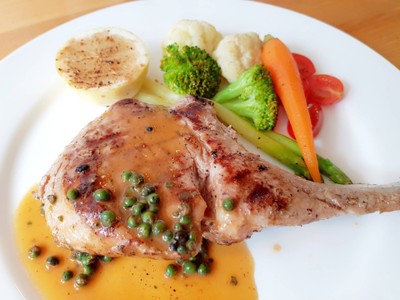 Grilled Kurobuta Steak With Peppercorn Sauce