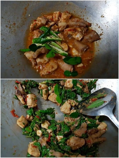 วิธีทำ ผัดไก่ใบยี่หร่า