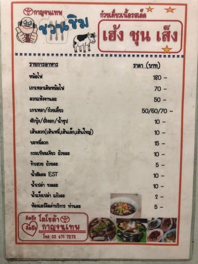 ป้ายราคาหรือสมุดเมนู